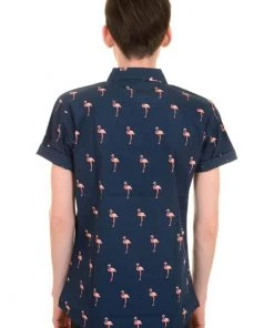 Run And Fly Gentlemens Flamingo Shirt Navy New In