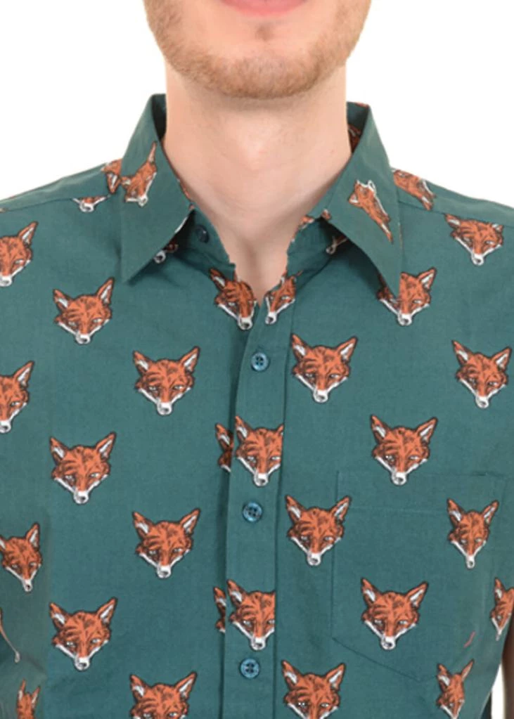 New In Run And Fly Mens Fox Head Shirt Green