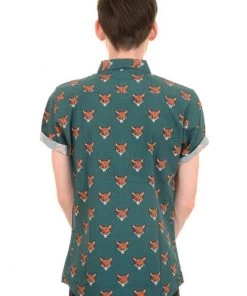 New In Run And Fly Mens Fox Head Shirt Green