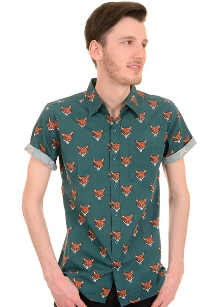 New In Run And Fly Mens Fox Head Shirt Green