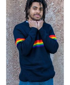 New In Run And Fly Rainbow Vibe 70's Jumper Navy Blue