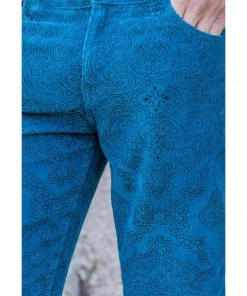 New In Run And Fly Heren Hendrix Corduroy 70's Flare Trousers Ink Blue