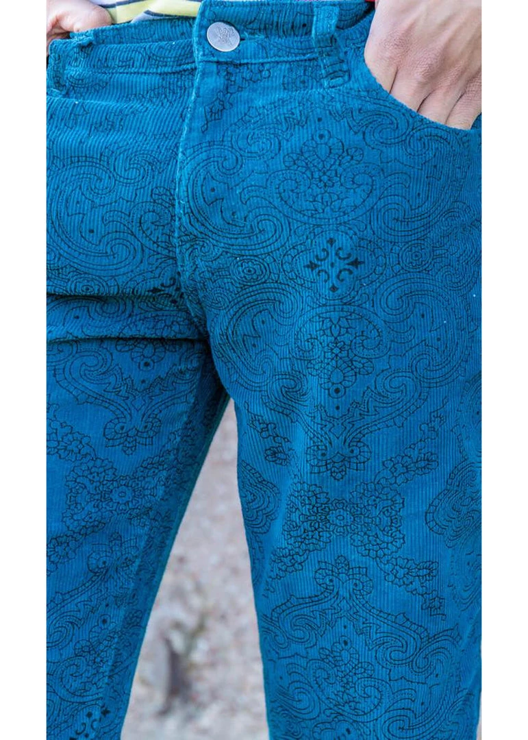 New In Run And Fly Heren Hendrix Corduroy 70's Flare Trousers Ink Blue