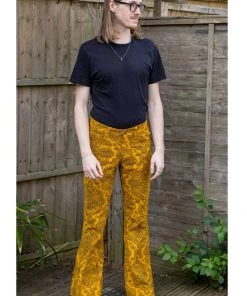 Run And Fly Run & Fly Heren Hendrix Corduroy 70's Flare Trousers Gold