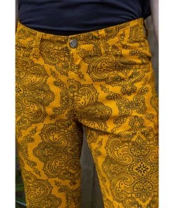 Run And Fly Run & Fly Heren Hendrix Corduroy 70's Flare Trousers Gold