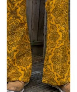 Run And Fly Run & Fly Heren Hendrix Corduroy 70's Flare Trousers Gold