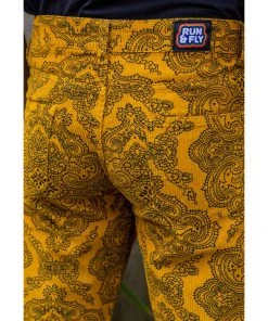 Run And Fly Run & Fly Heren Hendrix Corduroy 70's Flare Trousers Gold