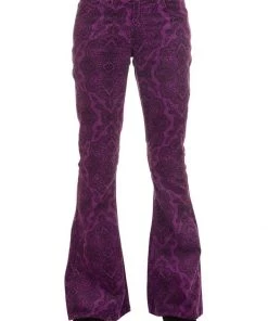 Run And Fly Run & Fly Mens Hendrix Corduroy 70's Flared Trousers Purple
