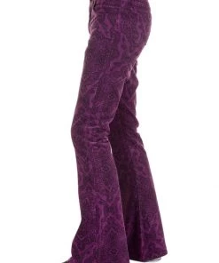 Run And Fly Run & Fly Mens Hendrix Corduroy 70's Flared Trousers Purple