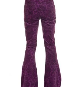 Run And Fly Run & Fly Mens Hendrix Corduroy 70's Flared Trousers Purple