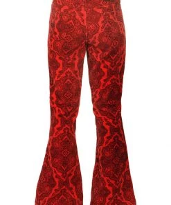 Run And Fly Run & Fly Mens Hendrix Corduroy 70's Flared Trousers Red New In