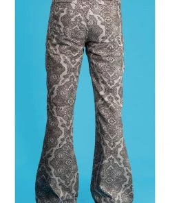 Run And Fly Run & Fly Mens Hendrix Corduroy 70's Flared Trousers Silver