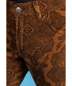 Run And Fly Run & Fly Mens Hendrix Corduroy 70's Flared Trousers Tobacco Brown New In