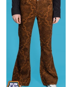 Run And Fly Run & Fly Mens Hendrix Corduroy 70's Flared Trousers Tobacco Brown New In