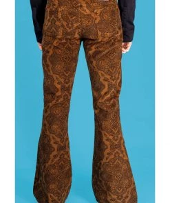 Run And Fly Run & Fly Mens Hendrix Corduroy 70's Flared Trousers Tobacco Brown New In