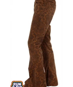 Run And Fly Run & Fly Mens Hendrix Corduroy 70's Flared Trousers Tobacco Brown New In