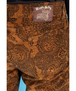Run And Fly Run & Fly Mens Hendrix Corduroy 70's Flared Trousers Tobacco Brown New In