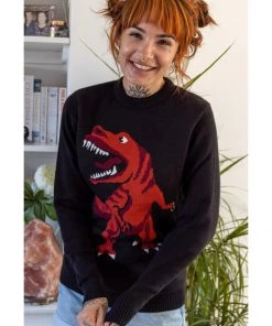 Run And Fly New In Run & Fly T-Rex Dino Roar 60's Jumper Black