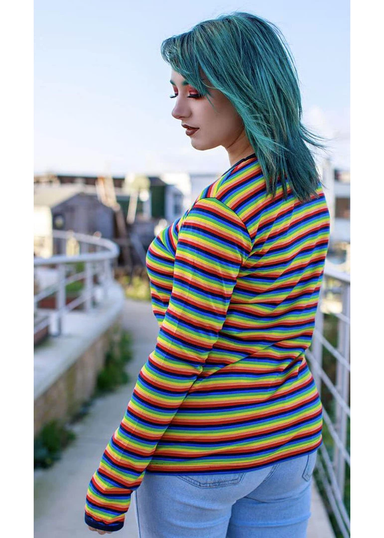 Run And Fly Retro Rainbow 70's T-Shirt Multicolour