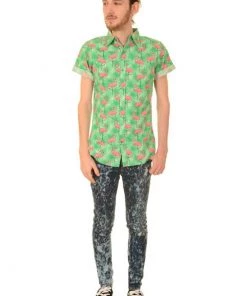 Run And Fly Mens Flamingo Burst Shirt Mint