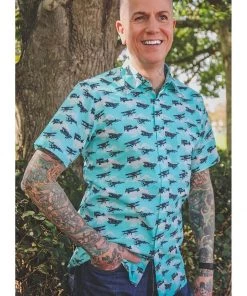Run And Fly Run & Fly Mens Aeroplanes Shirt Blue New In