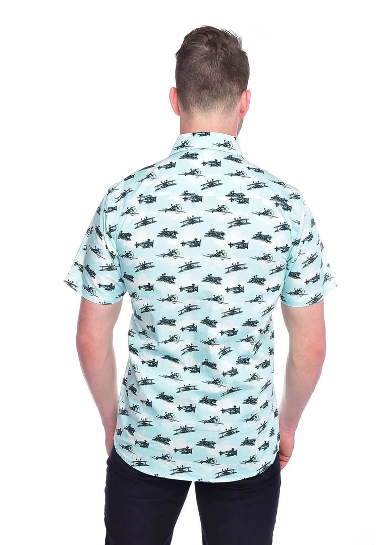 Run And Fly Run & Fly Mens Aeroplanes Shirt Blue New In