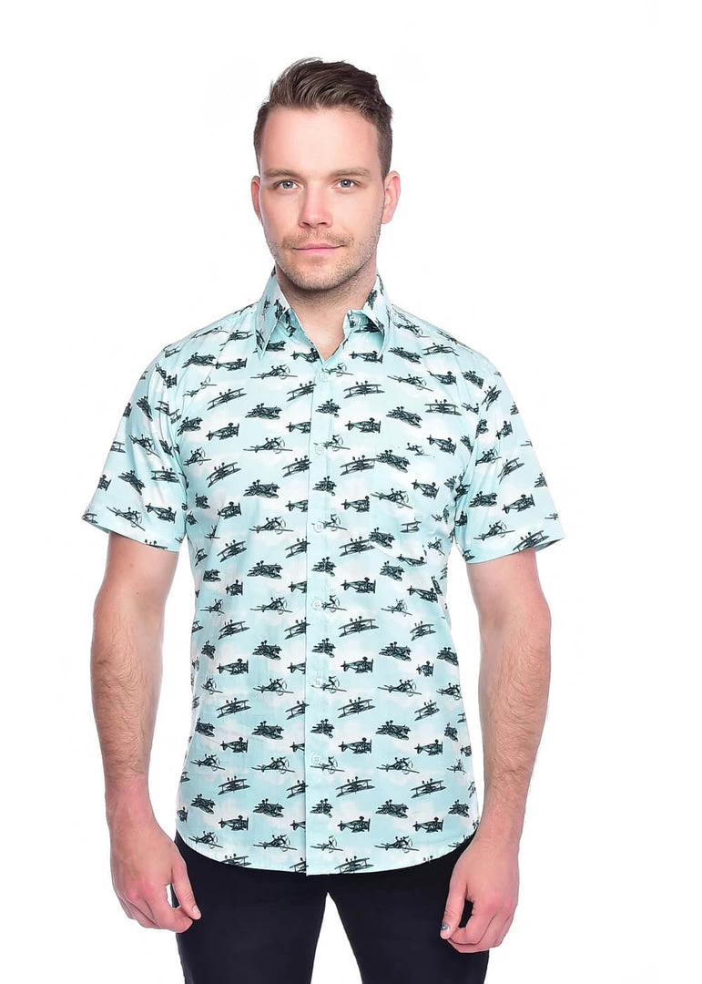 Run And Fly Run & Fly Mens Aeroplanes Shirt Blue New In