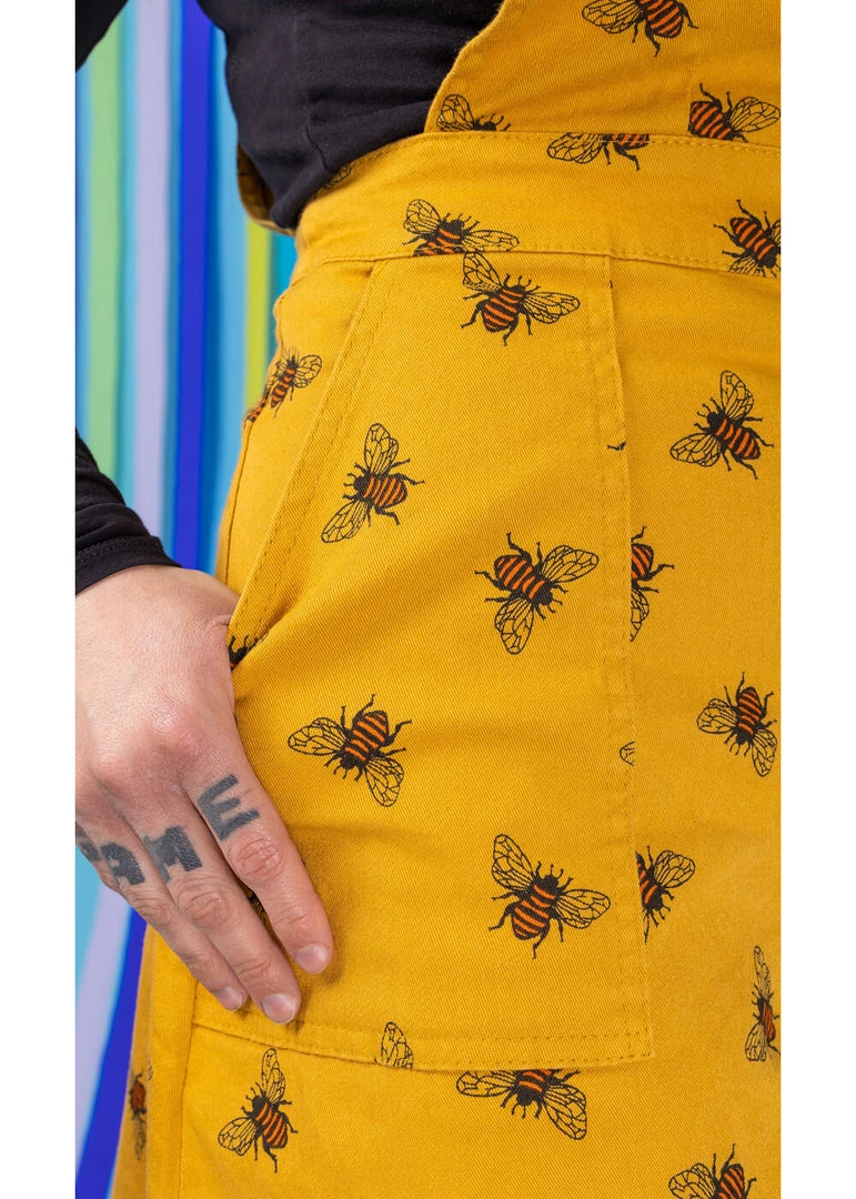 Run And Fly Run & Fly Bees Knees Twill 60's Pinafore Dress Gold New In