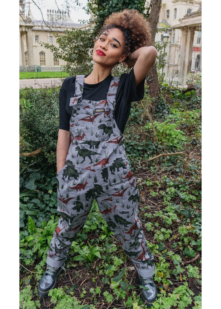 Run And Fly Run & Fly Adventure Dinosaur Twill 70's Dungarees Grey