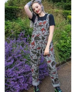 Run And Fly Run & Fly Adventure Dinosaur Twill 70's Dungarees Grey