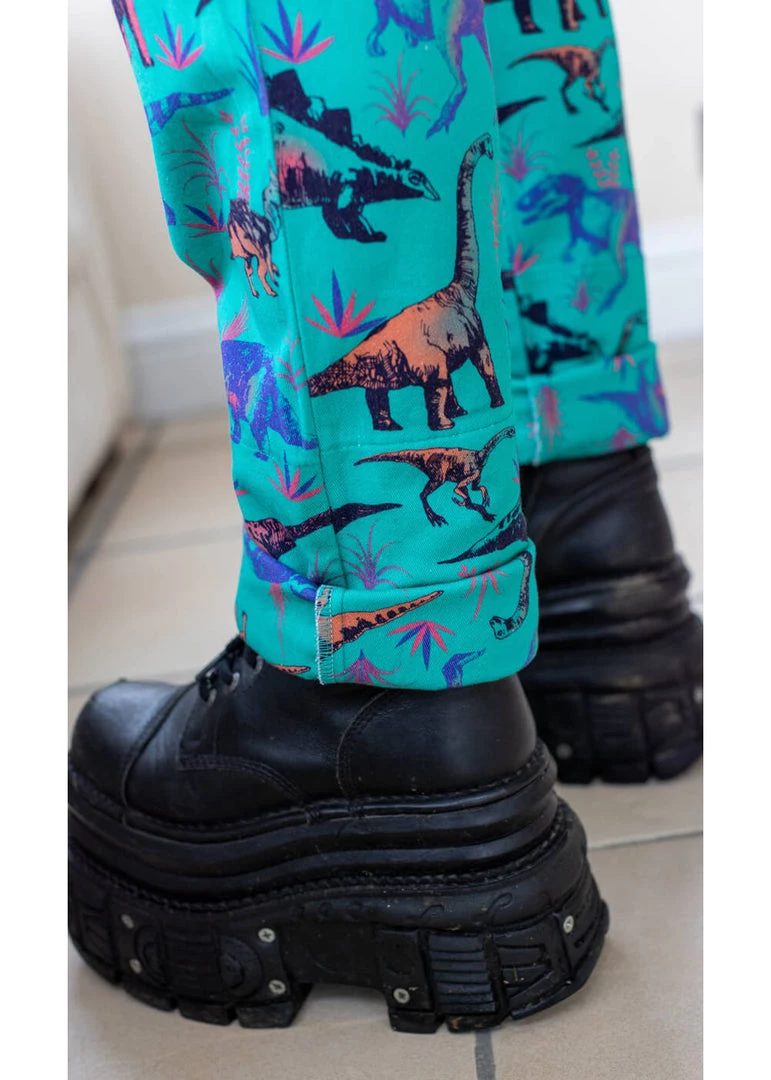 Run And Fly Run & Fly Adventure Dinosaur Twill 70's Dungarees Jade