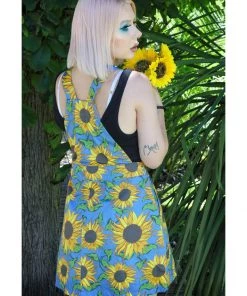 Run And Fly Sunflowers Pinafore 60's Dress New In