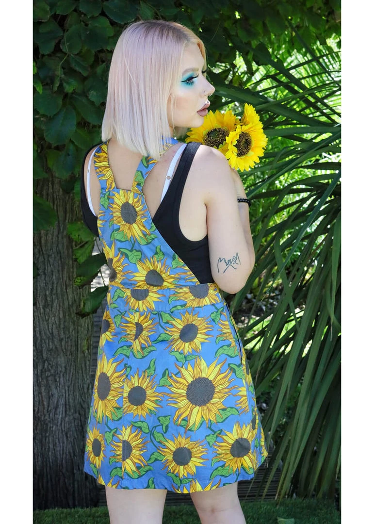 Run And Fly Sunflowers Pinafore 60's Dress New In