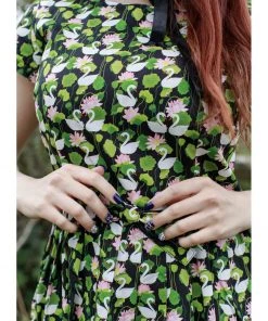 New In Run And Fly Swan Love 50's Dress Black