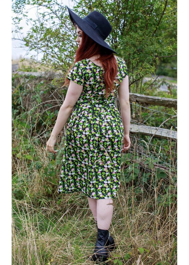 New In Run And Fly Swan Love 50's Dress Black