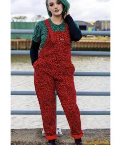Run And Fly Run & Fly Leopard Corduroy Dungarees Red New In