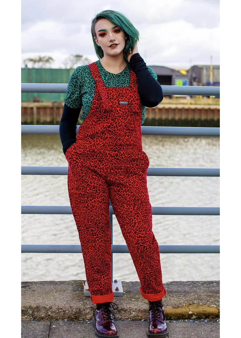 Run And Fly Run & Fly Leopard Corduroy Dungarees Red New In