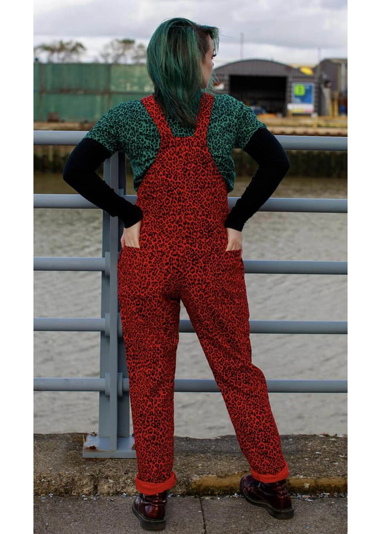 Run And Fly Run & Fly Leopard Corduroy Dungarees Red New In