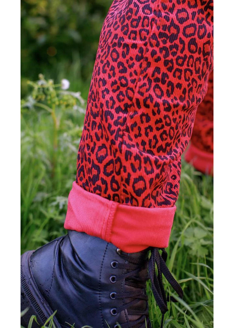 Run And Fly Run & Fly Leopard Corduroy Dungarees Red New In