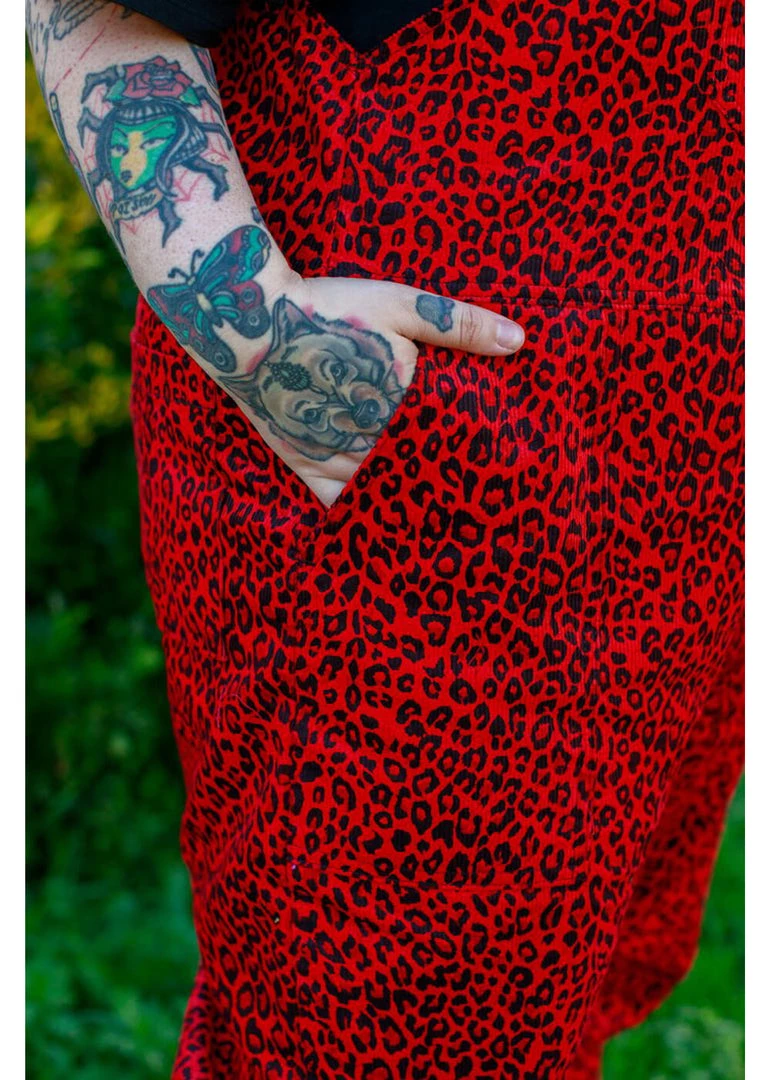 Run And Fly Run & Fly Leopard Corduroy Dungarees Red New In