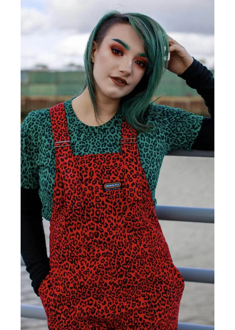 Run And Fly Run & Fly Leopard Corduroy Dungarees Red New In