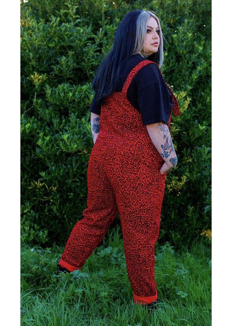 Run And Fly Run & Fly Leopard Corduroy Dungarees Red New In