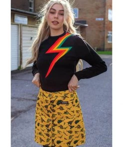 Run And Fly Run & Fly Rainbow Thunderbolt Crop Jumper Black