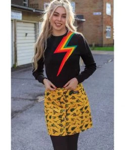 Run And Fly Run & Fly Rainbow Thunderbolt Crop Jumper Black