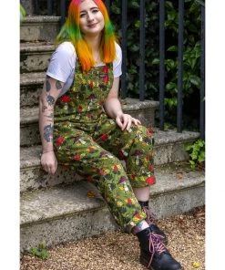 Run And Fly Run & Fly Katie Abey Mushroom Dungarees Green New In