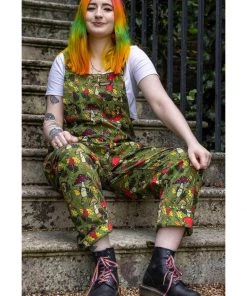 Run And Fly Run & Fly Katie Abey Mushroom Dungarees Green New In
