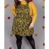Run And Fly Run & Fly Katie Abey Mushroom Pinafore 60's Dress Green New In