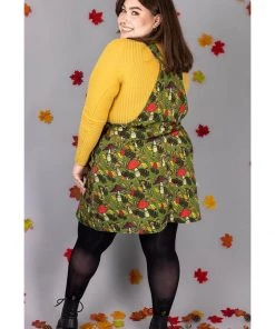 Run And Fly Run & Fly Katie Abey Mushroom Pinafore 60's Dress Green New In