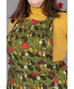 Run And Fly Run & Fly Katie Abey Mushroom Pinafore 60's Dress Green New In