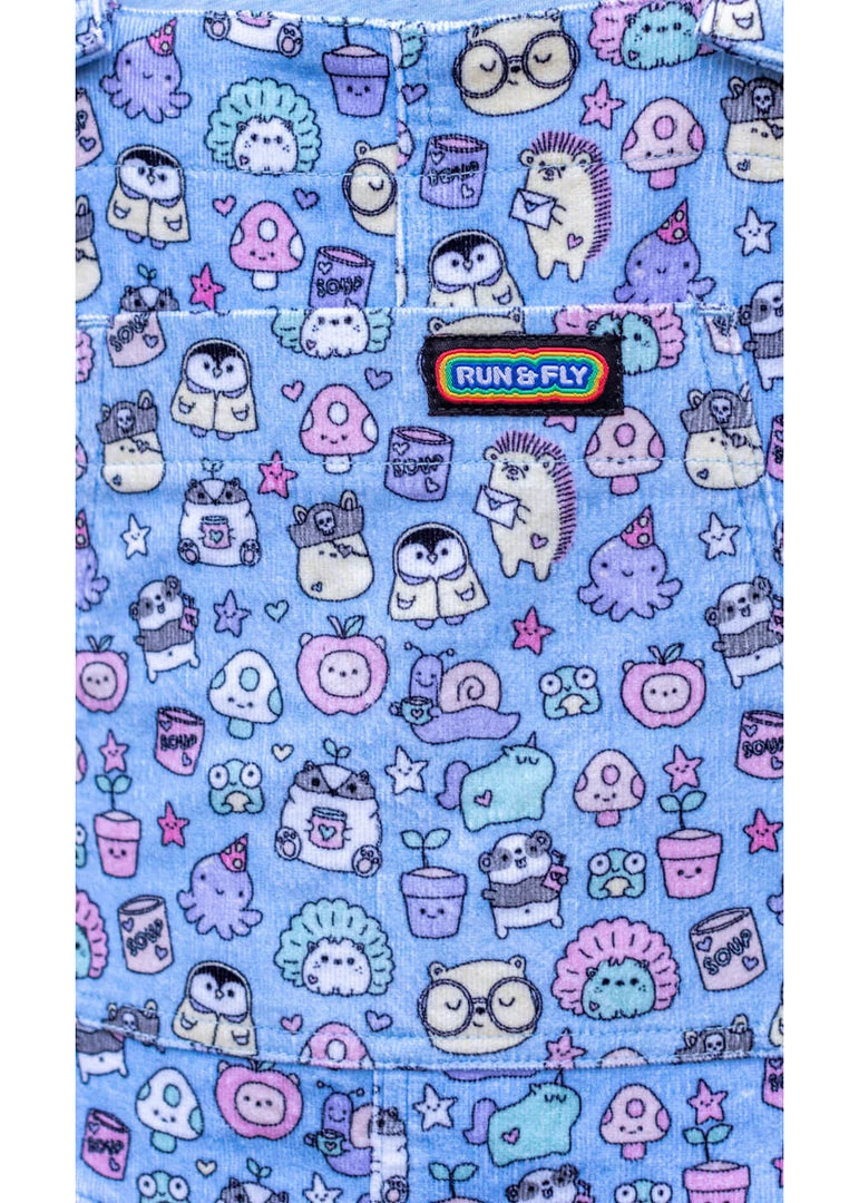 Run And Fly Run & Fly Sugar And Sloth 80's Dungarees Blue New In